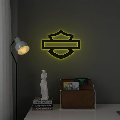 لوحة فنية جدارية هارلي ديفيدسون مع جهاز تحكم عن بعد - إضاءة LED RGB للدراجات النارية - لافتة جراج (12 بوصة × 10 بوصة) in Saudi Arabia