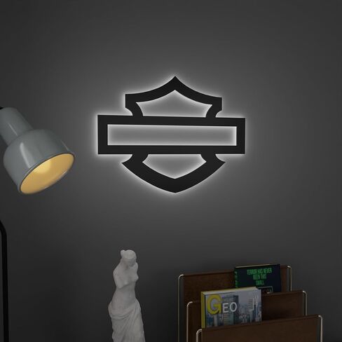 لوحة فنية جدارية هارلي ديفيدسون مع جهاز تحكم عن بعد - إضاءة LED RGB للدراجات النارية - لافتة جراج (12 بوصة × 10 بوصة) in Saudi Arabia