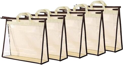 fazhongfa 5 PCS Hanging Handbag Storage Organizer Non-Woven Transparent Dust-proof Homewares Purse Wallet Closet Storage Bag with Zipper and Handle (L) in Kuwait
