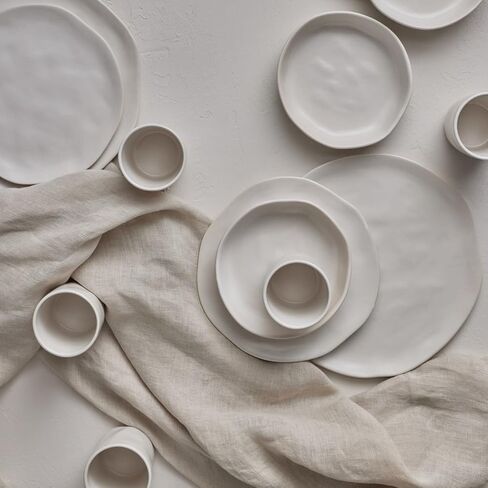 Stone by Mercer Project HEKONDA Modern Stoneware 32-Piece Dinnerware Set, Plate and Bowl Set, Dish Set for 8, Beige in Saudi Arabia