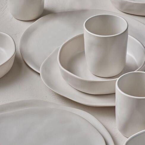 Stone by Mercer Project HEKONDA Modern Stoneware 32-Piece Dinnerware Set, Plate and Bowl Set, Dish Set for 8, Beige in Saudi Arabia