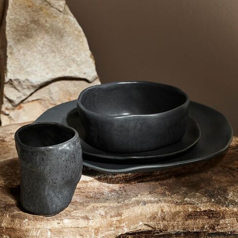 Stone by Mercer Project HEKONDA Modern Stoneware 32-Piece Dinnerware Set, Plate and Bowl Set, Dish Set for 8, Beige in Saudi Arabia