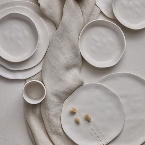 Stone by Mercer Project HEKONDA Modern Stoneware 32-Piece Dinnerware Set, Plate and Bowl Set, Dish Set for 8, Beige in Saudi Arabia