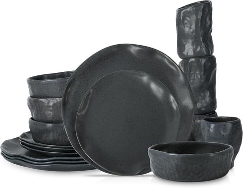 Stone by Mercer Project HEKONDA Modern Stoneware 32-Piece Dinnerware Set, Plate and Bowl Set, Dish Set for 8, Beige in Saudi Arabia