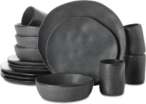 Stone by Mercer Project HEKONDA Modern Stoneware 32-Piece Dinnerware Set, Plate and Bowl Set, Dish Set for 8, Beige in Saudi Arabia