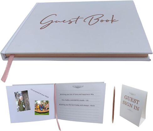 Guest Book Wedding Reception with Pen 9"x7.2" Hardcover Guestbook for Wedding, Baby Shower, Bridal Shower, Graduation Party, 100 Pages Guest Sign in Book (Rose Gold) in Saudi Arabia