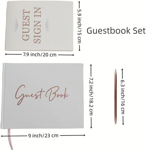 Guest Book Wedding Reception with Pen 9"x7.2" Hardcover Guestbook for Wedding, Baby Shower, Bridal Shower, Graduation Party, 100 Pages Guest Sign in Book (Rose Gold) in Saudi Arabia