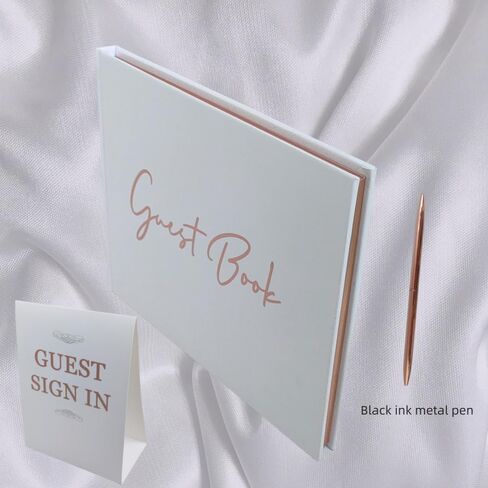 Guest Book Wedding Reception with Pen 9"x7.2" Hardcover Guestbook for Wedding, Baby Shower, Bridal Shower, Graduation Party, 100 Pages Guest Sign in Book (Rose Gold) in Saudi Arabia