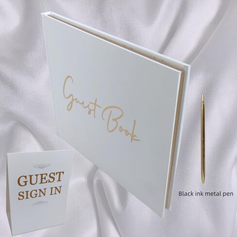 Guest Book Wedding Reception with Pen 9"x7.2" Hardcover Guestbook for Wedding, Baby Shower, Bridal Shower, Graduation Party, 100 Pages Guest Sign in Book (Rose Gold) in Saudi Arabia