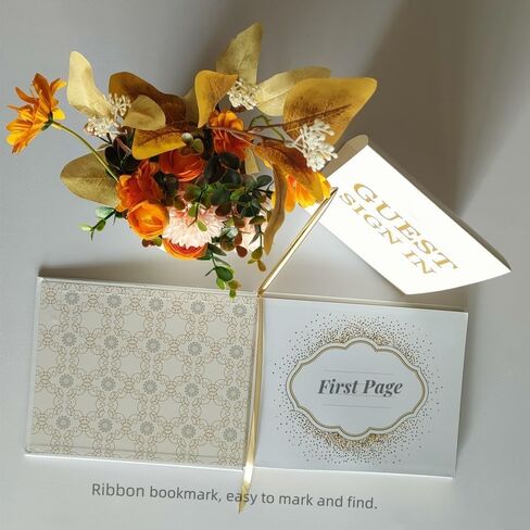 Guest Book Wedding Reception with Pen 9"x7.2" Hardcover Guestbook for Wedding, Baby Shower, Bridal Shower, Graduation Party, 100 Pages Guest Sign in Book (Rose Gold) in Saudi Arabia