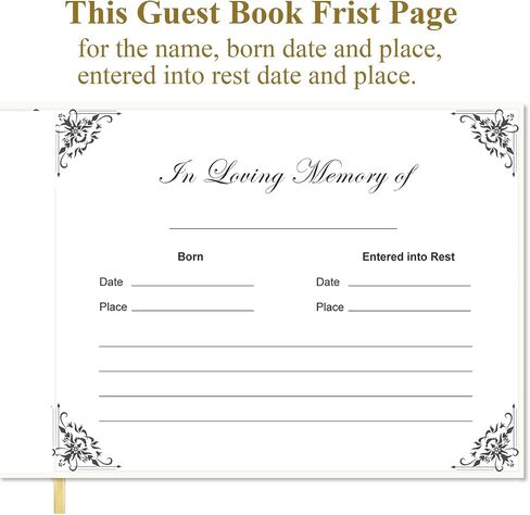 Heveboik Funeral Guest Book - Hardcover Guest Book for Memorial & Funeral Services, Guest Sign-in Book & Guestbook Planner, 440 Guests Entries with Name & Address, Memory Book for Funeral Guest in Saudi Arabia