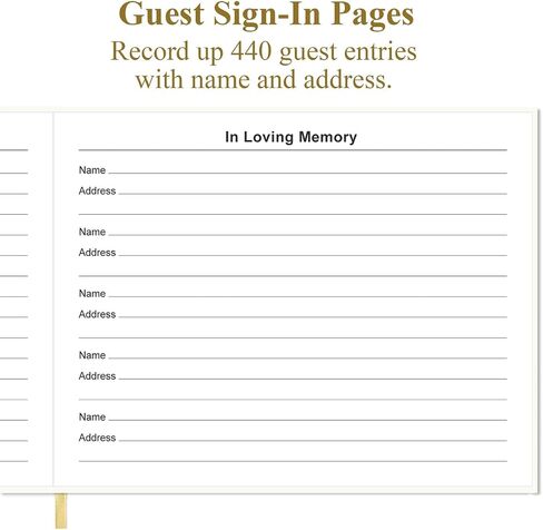 Heveboik Funeral Guest Book - Hardcover Guest Book for Memorial & Funeral Services, Guest Sign-in Book & Guestbook Planner, 440 Guests Entries with Name & Address, Memory Book for Funeral Guest in Saudi Arabia