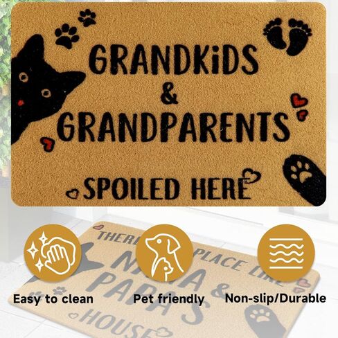 Gifts for Grandma Doormat, Grandkids Spoiled Here, Welcome Matt Outdoor, Front Door Mat Outside Entrance, Grandma & Grandpa Door Mats Grandchildren Welcome Mat, Funny Door Mats Outside, 23x15 Inches in Saudi Arabia
