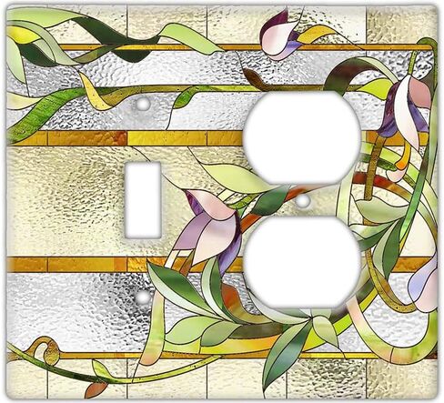 Decorative Wall Switch Cover Plate - Stained Glass Window Decor Switch Plate - Beautiful Botanical Classic Pattern With Lots of Greens Perfect For Any Room (Single Toggle Switch Cover) in Saudi Arabia