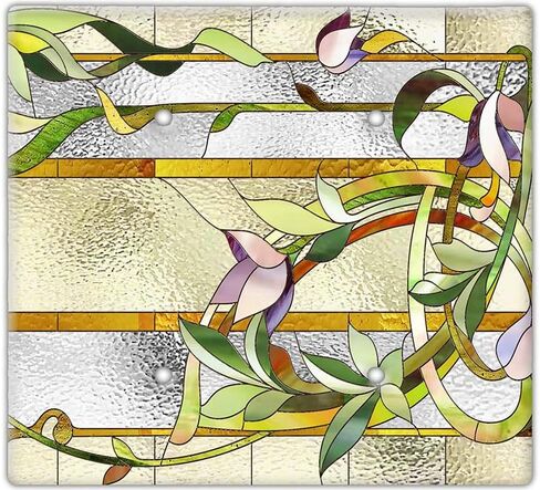 Decorative Wall Switch Cover Plate - Stained Glass Window Decor Switch Plate - Beautiful Botanical Classic Pattern With Lots of Greens Perfect For Any Room (Single Toggle Switch Cover) in Saudi Arabia