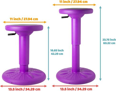 ActiveChairs مقعد تمايل قابل للتعديل، مقاعد مرنة في الفصول الدراسية، يحسن التركيز، الموقف ويساعد على ADHD/ADD، كرسي حسي، كراسي مكتب نشطة، يمكن ضبطه من 16.65 بوصة إلى 23.75 بوصة، للأعمار من 13 إلى 18 عامًا، أرجواني in Saudi Arabia