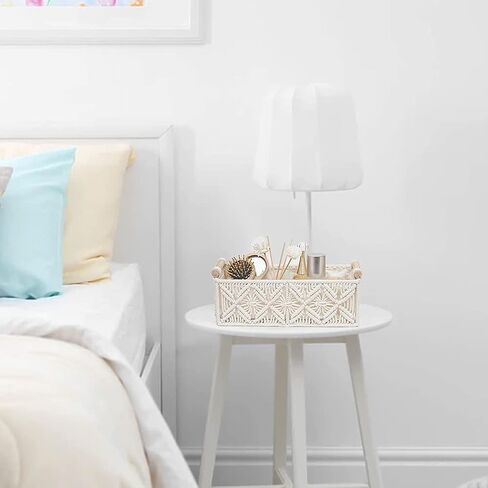 HOSROOME macrame سلة تخزين بوهو ديكور سلال لتنظيم سلة الزخرفية المنسوجة لسلة ورق التواليت كونترتوب لخزان أعلى لديكور المنزل غرفة نوم الحضانة مدخل غرفة المعيشة (مجموعة من 2) in Kuwait