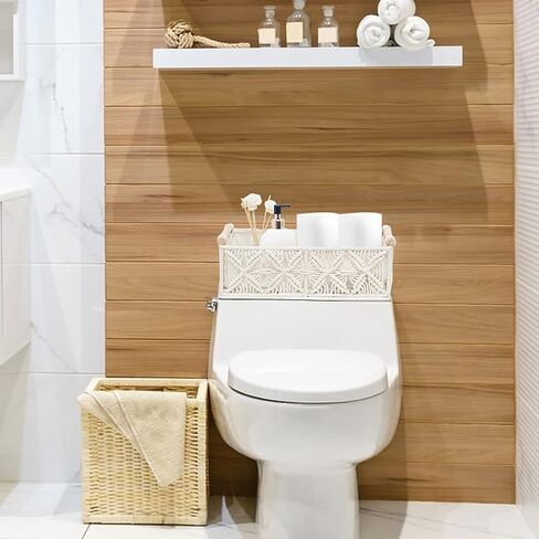 HOSROOME macrame سلة تخزين بوهو ديكور سلال لتنظيم سلة الزخرفية المنسوجة لسلة ورق التواليت كونترتوب لخزان أعلى لديكور المنزل غرفة نوم الحضانة مدخل غرفة المعيشة (مجموعة من 2) in Kuwait