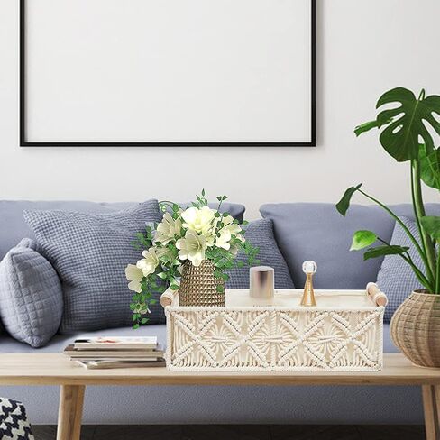 HOSROOME macrame سلة تخزين بوهو ديكور سلال لتنظيم سلة الزخرفية المنسوجة لسلة ورق التواليت كونترتوب لخزان أعلى لديكور المنزل غرفة نوم الحضانة مدخل غرفة المعيشة (مجموعة من 2) in Kuwait