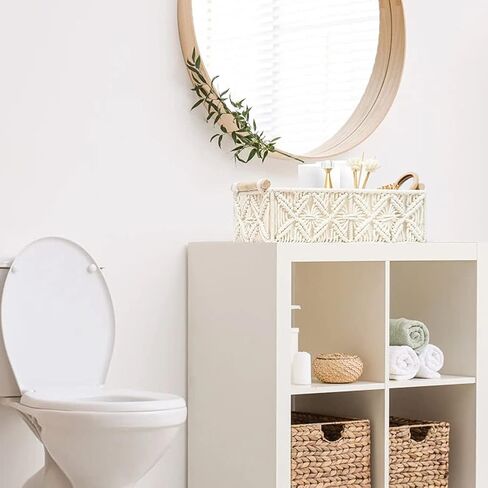 HOSROOME macrame سلة تخزين بوهو ديكور سلال لتنظيم سلة الزخرفية المنسوجة لسلة ورق التواليت كونترتوب لخزان أعلى لديكور المنزل غرفة نوم الحضانة مدخل غرفة المعيشة (مجموعة من 2) in Kuwait