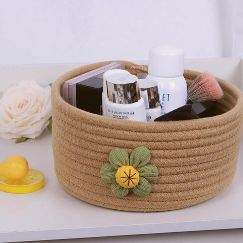 A Set of Three Large Covered Storage Baskets, Handmade Woven Fresh Style Desktop Decoration, Organizing Household Miscellaneous Items in Saudi Arabia