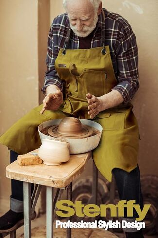 Work Apron, Canvas Apron, Adjustable Weight, Tool Aprons with Multiple Pockets, Adjustable Zipper, Metal Ring, Tape Measure Clip, Apron for Men Women, 27In*36In, Khaki. in Saudi Arabia