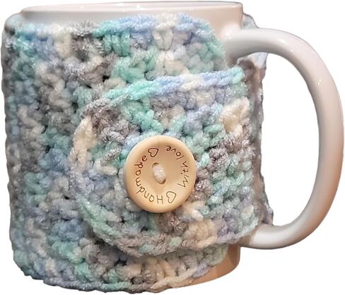 Mug cozy gift for mother's day sweater for mugs, coffee cozy for mugs bluish and grey in Saudi Arabia