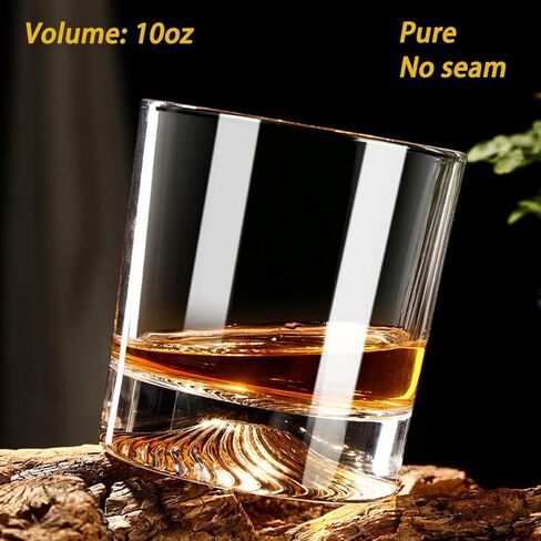 Whiskey Glasses, 4 Old Fashioned Glasses Set with 4 XXL Stainless Steel Ice Balls,10oz Whiskey Rocks Glasses Gift for Men,Bourbon Tumbler for Scotch Whisky Cognac,Rock Barware at Bar Home in Saudi Arabia