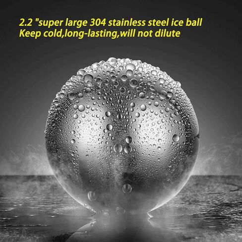Whiskey Glasses, 4 Old Fashioned Glasses Set with 4 XXL Stainless Steel Ice Balls,10oz Whiskey Rocks Glasses Gift for Men,Bourbon Tumbler for Scotch Whisky Cognac,Rock Barware at Bar Home in Saudi Arabia