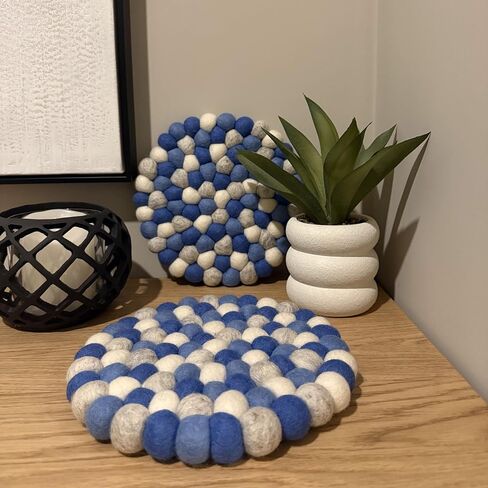Set of 2 - Large 100% Wool Trivets for Hot Dishes. Premium Quality, Heat Resistant, Table Protector | Handcrafted in Nepal | 22cm / 8.66in (Purple) in Saudi Arabia