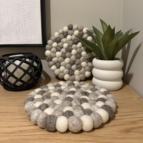 Set of 2 - Large 100% Wool Trivets for Hot Dishes. Premium Quality, Heat Resistant, Table Protector | Handcrafted in Nepal | 22cm / 8.66in (Purple) in Saudi Arabia