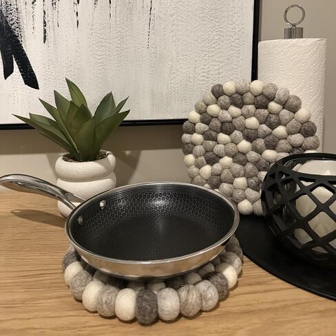 Set of 2 - Large 100% Wool Trivets for Hot Dishes. Premium Quality, Heat Resistant, Table Protector | Handcrafted in Nepal | 22cm / 8.66in (Purple) in Saudi Arabia