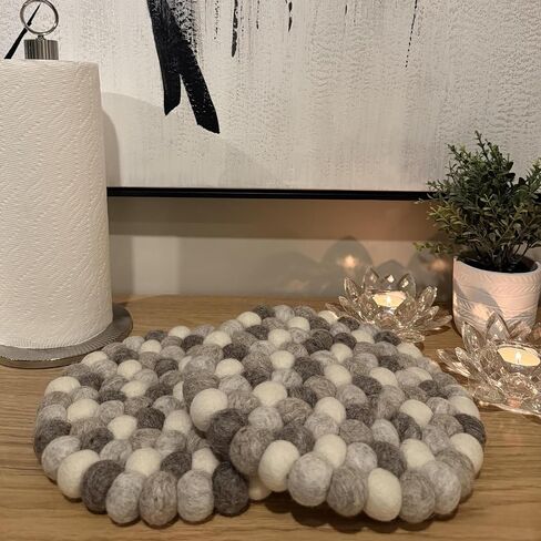 Set of 2 - Large 100% Wool Trivets for Hot Dishes. Premium Quality, Heat Resistant, Table Protector | Handcrafted in Nepal | 22cm / 8.66in (Purple) in Saudi Arabia
