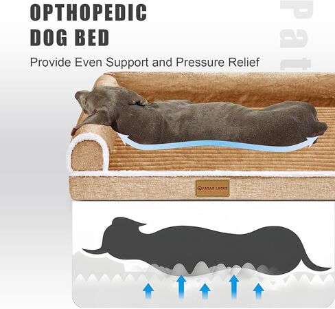 سرير كلب باتاس لاغو لتقويم العظام مقاس XL للكلاب الكبيرة مقاس 10.16 سم × 68.5 سم، مقاوم للماء على شكل حرف L، سرير أريكة كبير للكلاب الأليفة مع غطاء قابل للإزالة، حصيرة نوم ناعمة ودافئة للحيوانات الأليفة، باللون الأسود in Kuwait