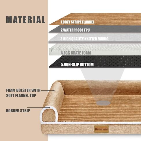 سرير كلب باتاس لاغو لتقويم العظام مقاس XL للكلاب الكبيرة مقاس 10.16 سم × 68.5 سم، مقاوم للماء على شكل حرف L، سرير أريكة كبير للكلاب الأليفة مع غطاء قابل للإزالة، حصيرة نوم ناعمة ودافئة للحيوانات الأليفة، باللون الأسود in Kuwait