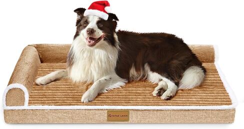 سرير كلب باتاس لاغو لتقويم العظام مقاس XL للكلاب الكبيرة مقاس 10.16 سم × 68.5 سم، مقاوم للماء على شكل حرف L، سرير أريكة كبير للكلاب الأليفة مع غطاء قابل للإزالة، حصيرة نوم ناعمة ودافئة للحيوانات الأليفة، باللون الأسود in Kuwait