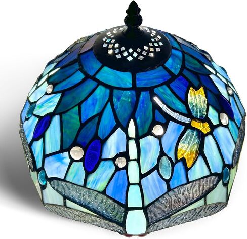Tiffany Lamp Stained Glass Lamp,Colour Rose Tiffany Style Lamp,Antique Luxurious Bedside Desk Reading Light 17X10X10 Inches Desk Light Metal Base Decor Bedroom Living Room Home in Saudi Arabia