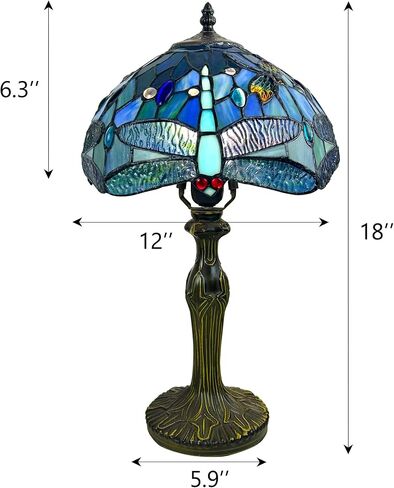 Tiffany Lamp Stained Glass Lamp,Colour Rose Tiffany Style Lamp,Antique Luxurious Bedside Desk Reading Light 17X10X10 Inches Desk Light Metal Base Decor Bedroom Living Room Home in Saudi Arabia