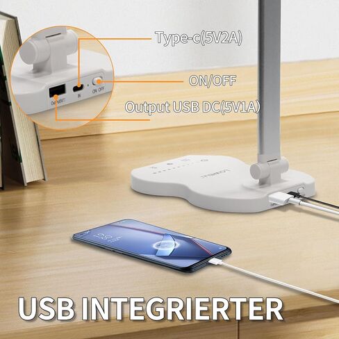 LQWELL® Double Head Desk Lamp LED Dimmable, Double Swing Arm LED Table Lamp 5 Colors and 10 Brightness Levels Eye-Friendly Reading Lamp with USB Charging Touch Control & Memory Function Timer in Saudi Arabia