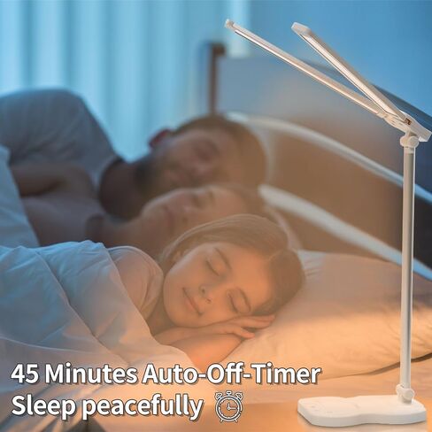 LQWELL® Double Head Desk Lamp LED Dimmable, Double Swing Arm LED Table Lamp 5 Colors and 10 Brightness Levels Eye-Friendly Reading Lamp with USB Charging Touch Control & Memory Function Timer in Saudi Arabia