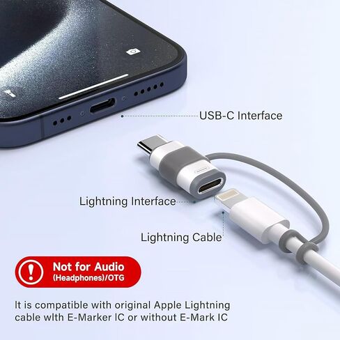 2 Pack Lightning to USB C Adapter for iPhone 15/16/16 Pro Max/Plus,Samsung S24,Support Charging & Data Transfer,Type C Charger Connector Cable,Lightning Female to USB C Male Adapter,Not for Audio in Saudi Arabia