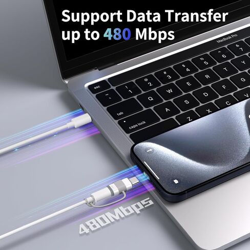 2 Pack Lightning to USB C Adapter for iPhone 15/16/16 Pro Max/Plus,Samsung S24,Support Charging & Data Transfer,Type C Charger Connector Cable,Lightning Female to USB C Male Adapter,Not for Audio in Saudi Arabia