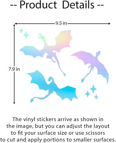 Celestial Dragons Car Decal Vinyl Sticker Halloween Car Decor Dragon Lover Gift Holographic Sticker Gold Green Bumper Flying Dragon Art Car Window Dragons Vinyl Decal (Holographic) in Kuwait