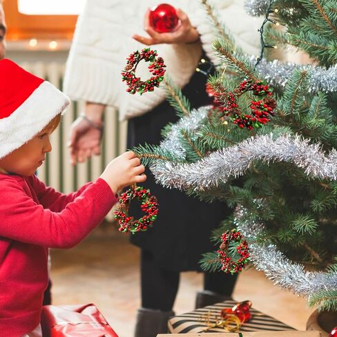 4×Mini Christmas Candle Rings Kitchen Cabinet Wreaths Red Berry Pinecones Artificial Berries Tea Light Rings with Pine Cones Small Wreaths for Xmas Wedding Home Party Decro (Mini Christmas Weath) in Kuwait