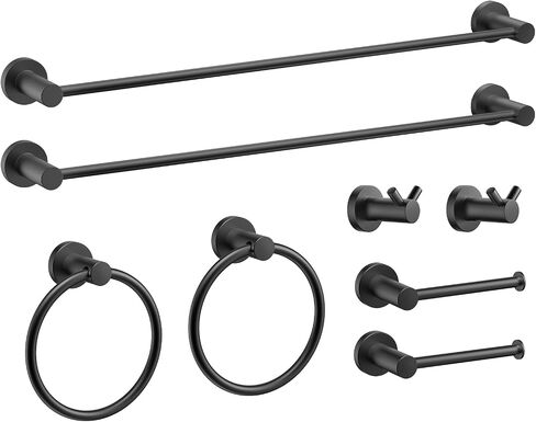 FORIOUS 8 Pieces Bathroom Hardware Set, Dark Gold Bathroom Accessories Set, SUS304 Thicken Stainless Steel 24 Inch Towel Bar Set, Modern Towel Holder Set, Towel Racks for Bathroom Wall Mounted in Saudi Arabia