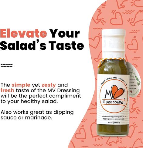 MV The Dressing - صلصة الخل البلسميك للحمية المتوسطية وصلصة الغمس والتتبيلة - خالية من الغلوتين ومنتجات الألبان ونباتية، 8 أونصة سائلة. أوز in Saudi Arabia