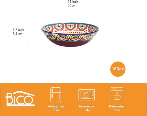 وعاء تقديم من السيراميك التونسي مقاس 13 بوصة من بيكو، آمن للاستخدام في الميكروويف وغسالة الأطباق in Kuwait