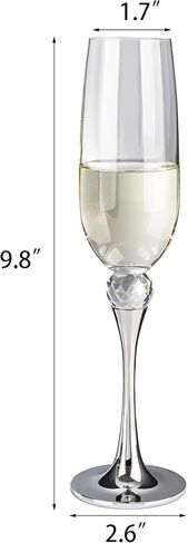 Champagne Flutes - New Crystal Glass Metal Base Champagne Glasses Set of 2-7 Ounce Capacity - Gift for Birthday, Wedding, Christmas - Gold Champagne Flutes Glass in Saudi Arabia