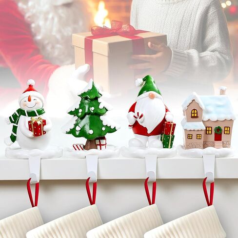 Christmas Stocking Holders for Mantle Set 4, Christmas Stocking Hangers for Mantel Stocking Holders, Christmas Stocking Holder for Mantle Stocking Hangers for Mantel Set of 4 Stocking Hooks for Mantle in Saudi Arabia