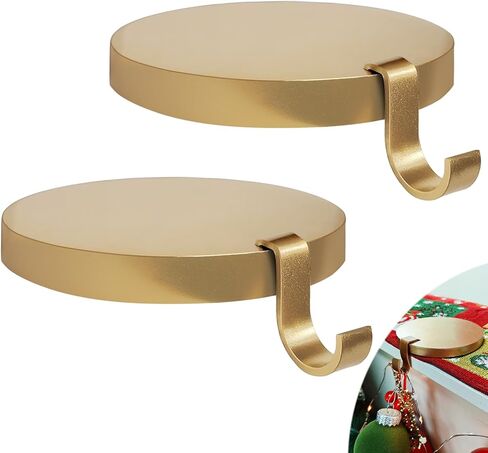 Round Christmas Stocking Holders for Mantle Set of 2, Weighted Stocking Holders with Non-Slip Felt Base, Strong Stocking Christmas Decoration for Mantle, Fireplace,Table (Black-2Pcs) in Saudi Arabia